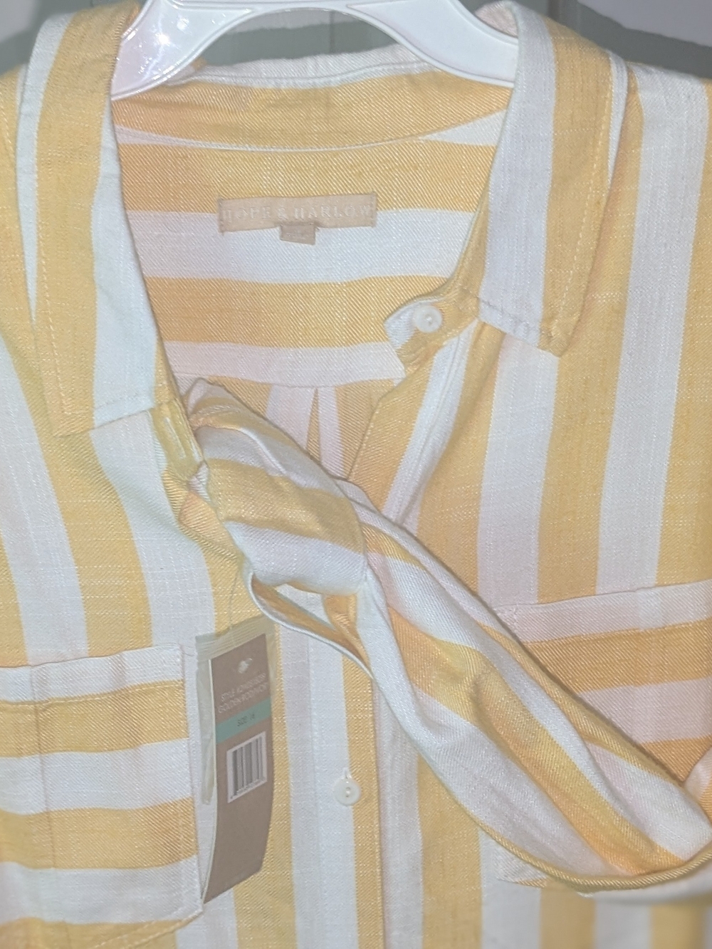 (NWT) Women's Yellow & White Stripe  Button-Down Dress